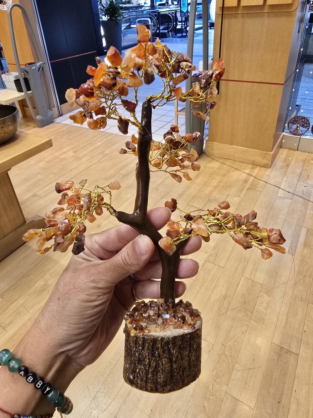 Decorative Carnelian Gemstone Tree - Orange Accent Home Art